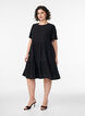 Short dress with lace pattern and layered skirt, Black, Model image number 1