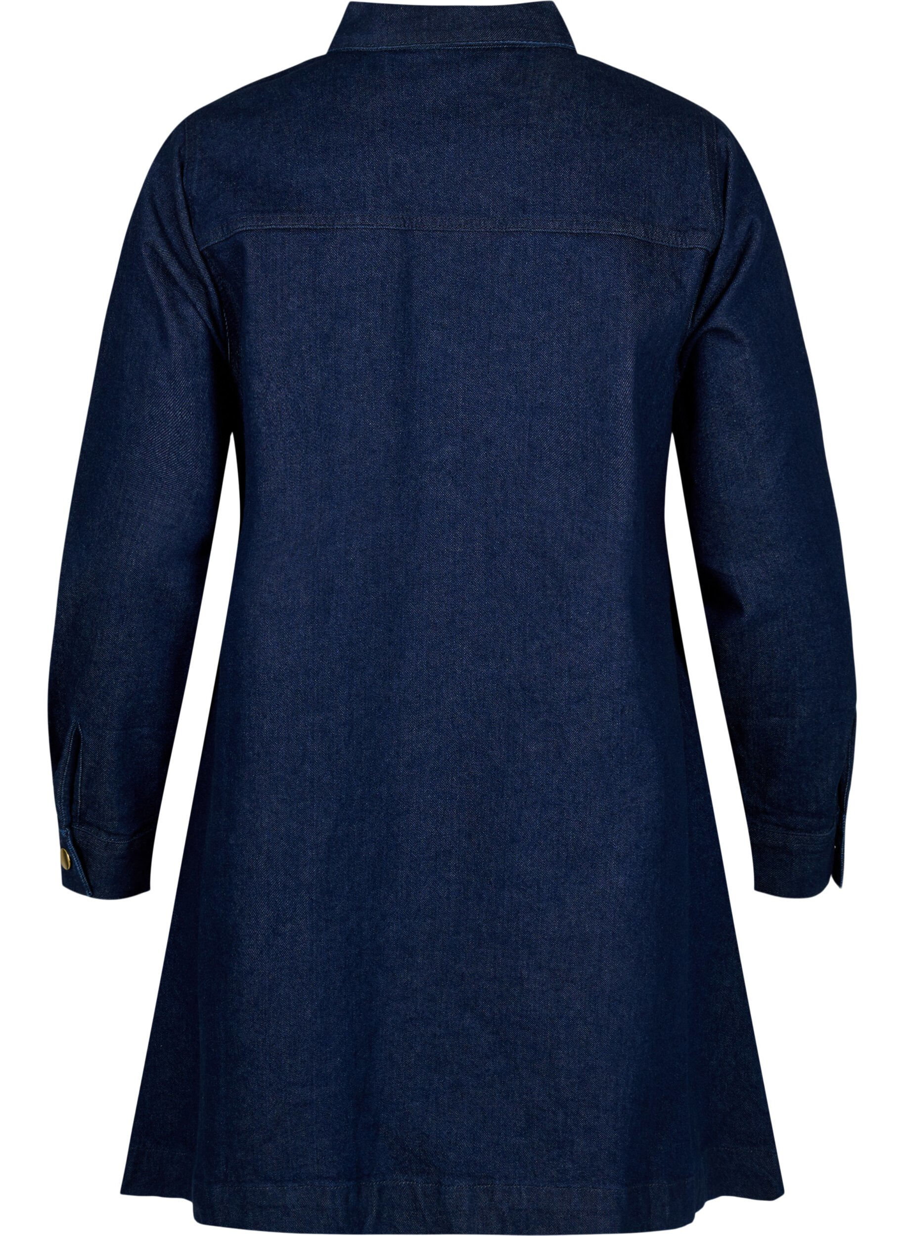 Zizzifashion Denim dress with A-shape and buttons, Dark Blue Denim, Packshot image number 1
