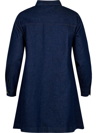 Denim dress with A-shape and buttons, Dark Blue Denim, Packshot image number 1