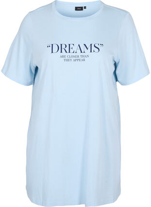 Oversized night t-shirt in organic cotton, Cashmere Blue DREAMS, Packshot image number 0
