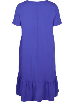 Short-sleeved viscose dress with v-neck, Dazzling Blue, Packshot image number 1