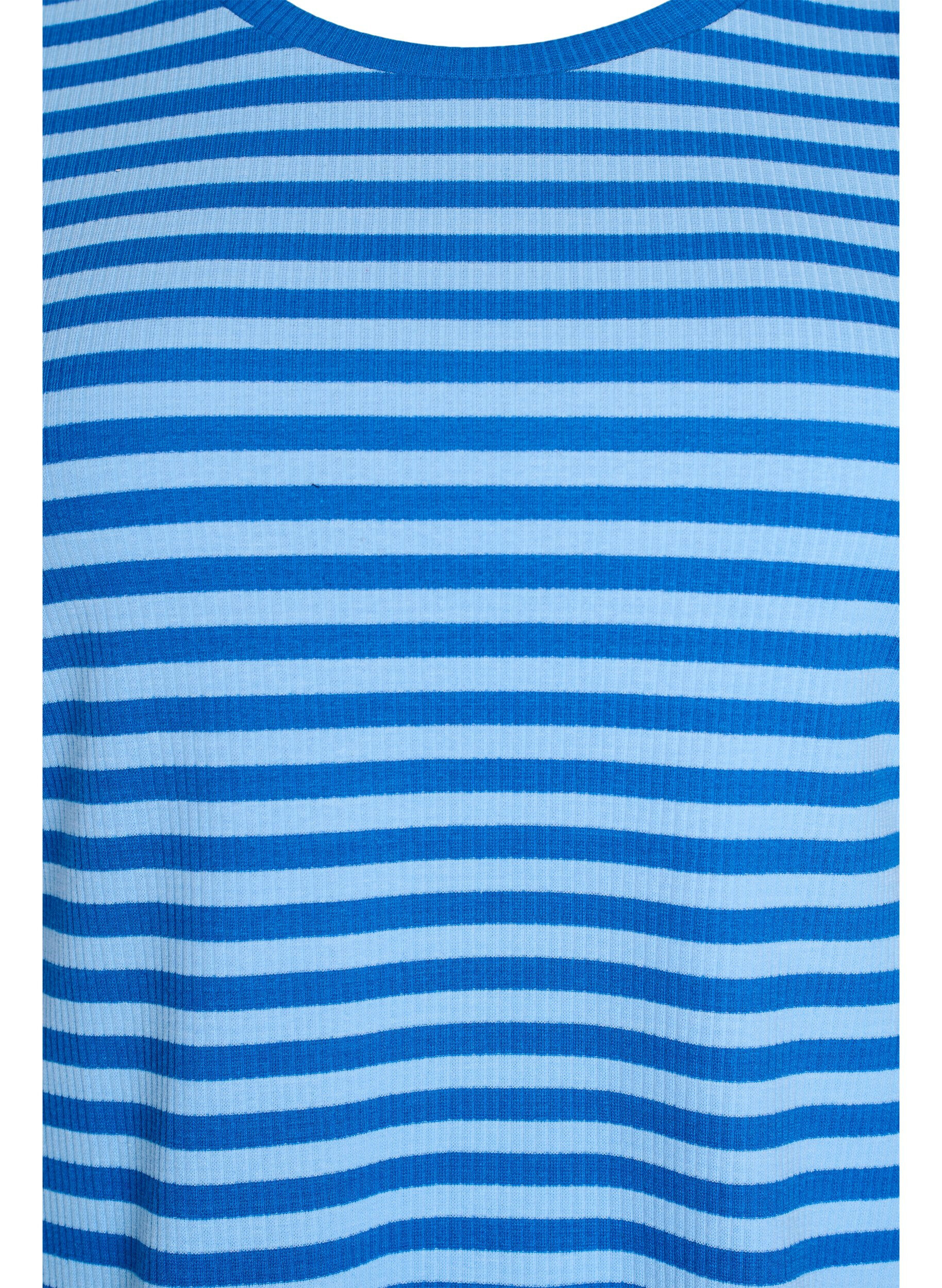 ZizzifashionStriped T-shirt with ribbed texture, Light Blue, Packshot image number 2