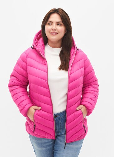 Lightweight jacket with hood, Rose Violet, Model image number 0