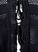 Knitted cardigan with ties and an openwork pattern, Black, Packshot image number 2