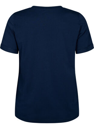 Cotton t-shirt with v-neck, Navy Blazer, Packshot image number 1