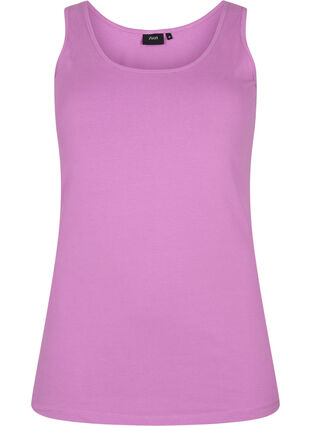Solid color basic top in cotton, Iris Orchid, Packshot image number 0