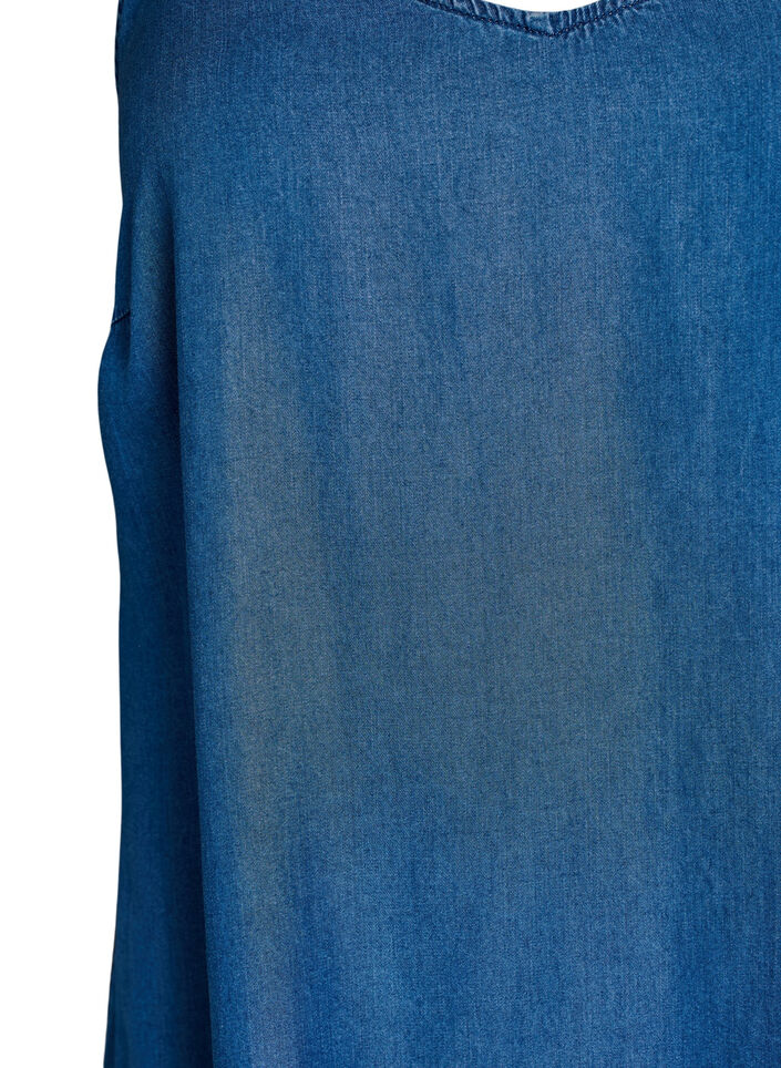 Knee-length strap dress in TENCEL&trade; Lyocell with a denim look, Blue, Packshot image number 2