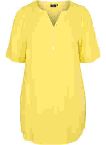 Viscose tunic with V-neck and buttons