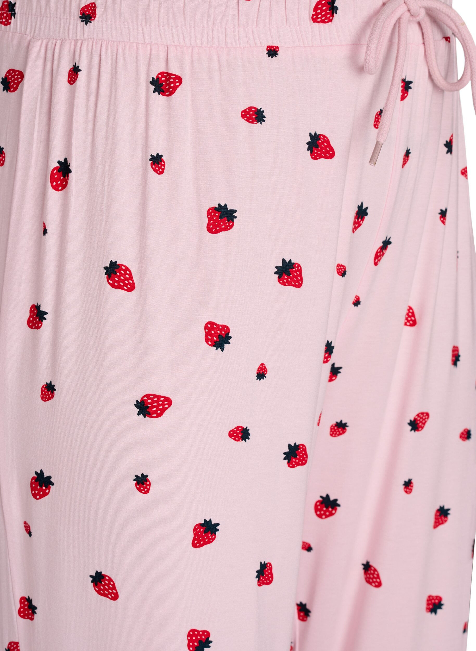 Zizzifashion Pyjama trousers in soft jersey with high waist and fruit print, Rose, Packshot image number 2