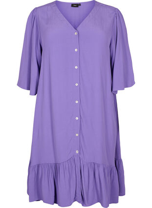 Short-sleeved viscose shirt dress, Passion Flower, Packshot image number 0