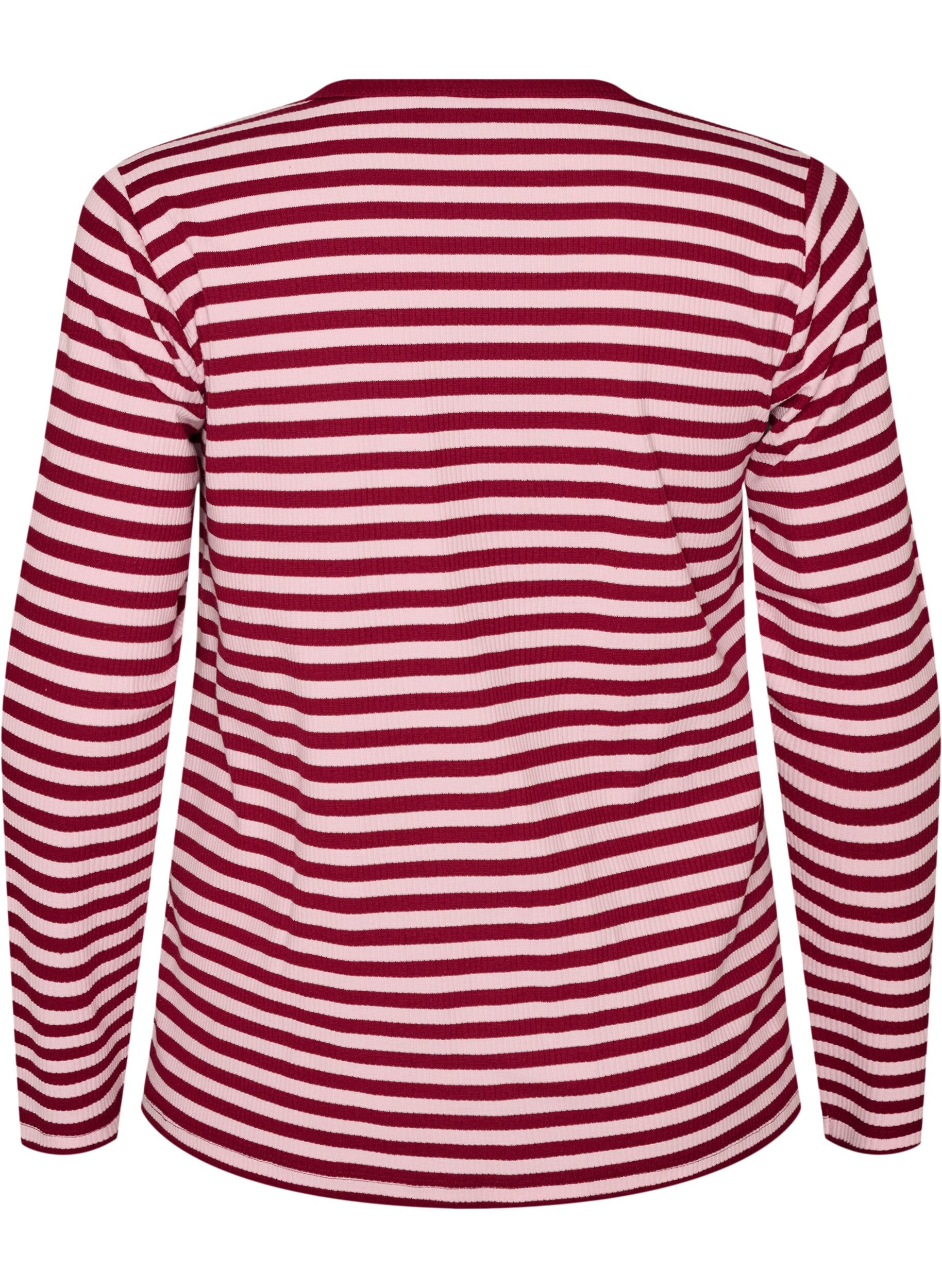 ZizzifashionStriped blouse with long sleeves, Rose, Packshot image number 1