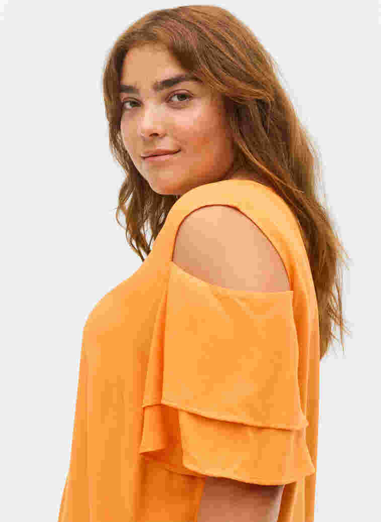 Short sleeved blouse in viscose, Orange Peel, Model image number 2