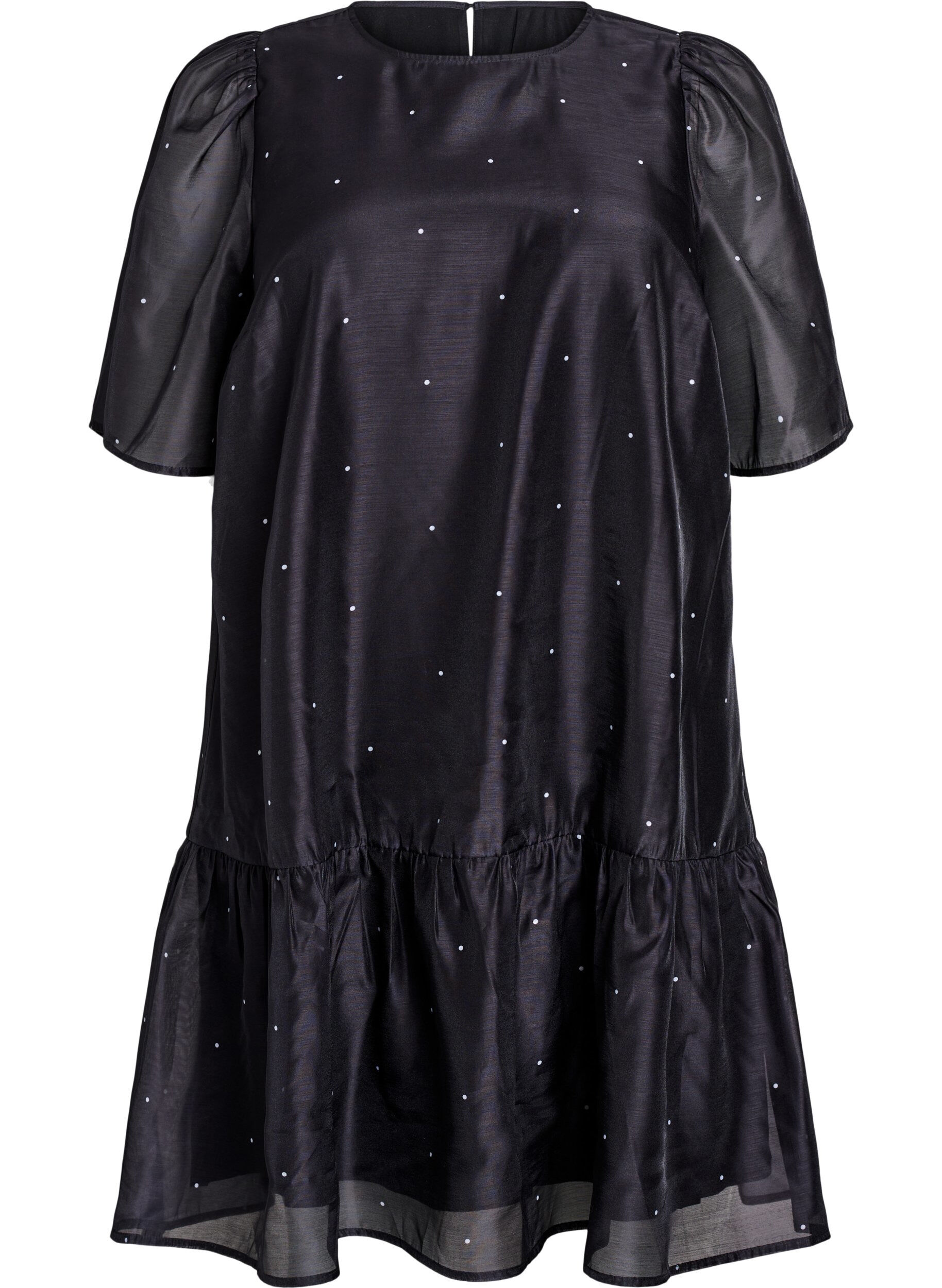 Zizzifashion Knee-length party dress with sheer sleeves, Black, Packshot image number 0
