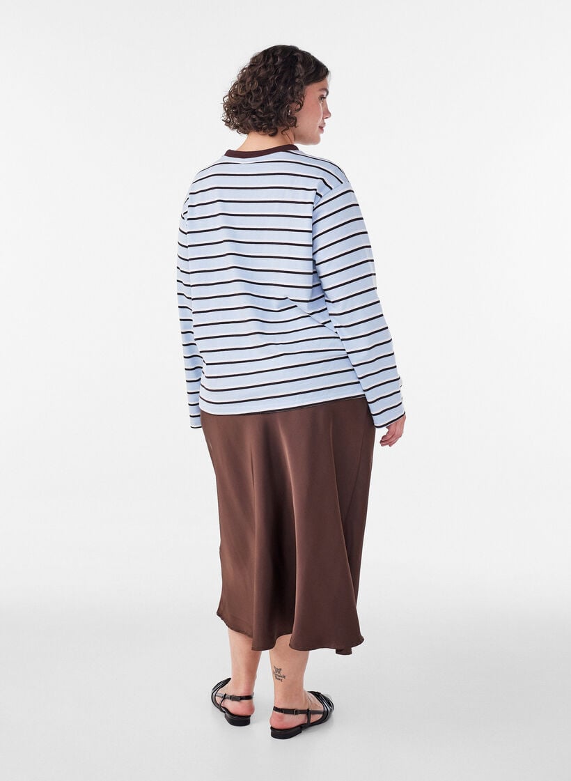 Basic t-shirt with long sleeves, Blue, Model image number 2