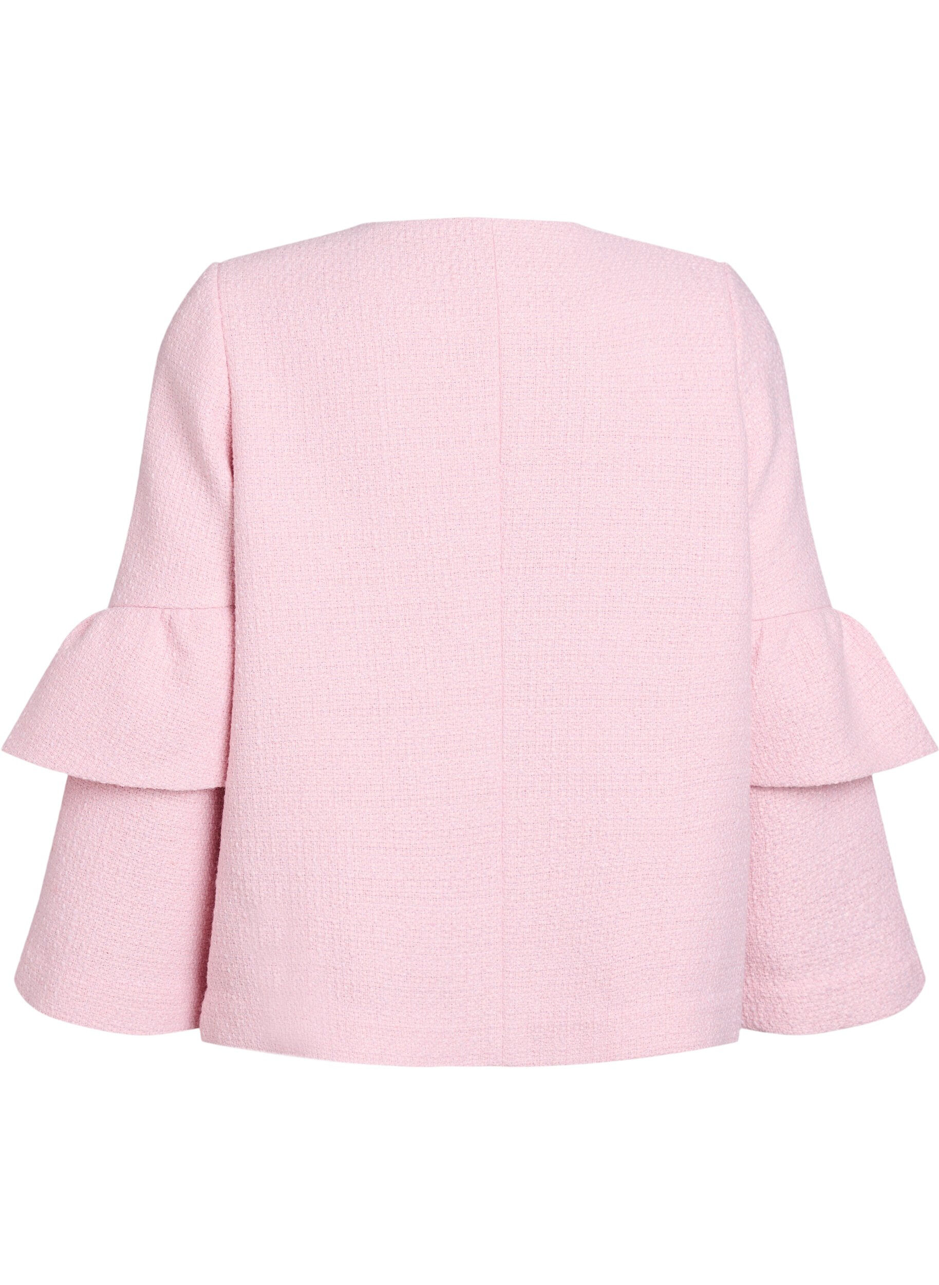 Zizzifashion Boucl&eacute; jacket with ruffle details, Pink, Packshot image number 1