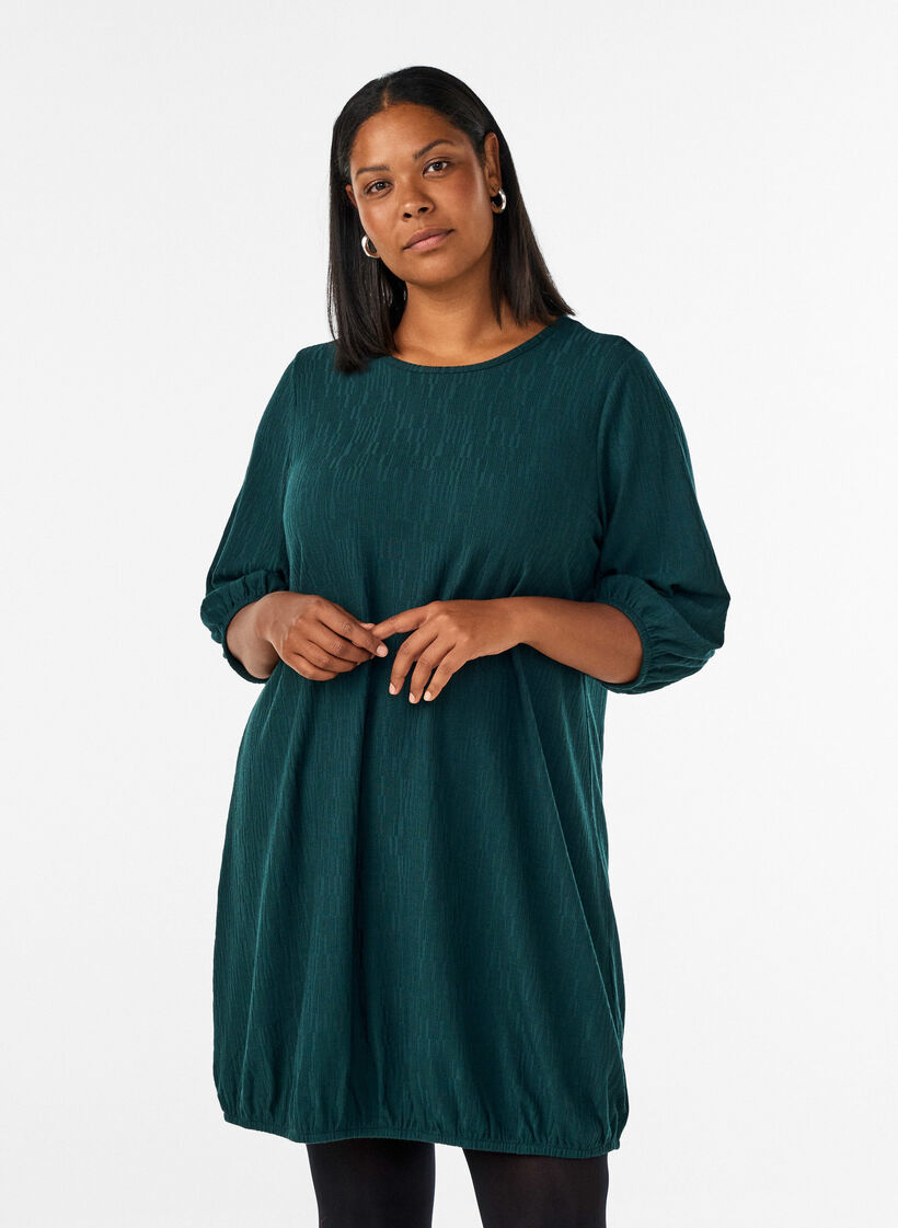 Dress with a balloon shape and structure, Green, Model image number 0