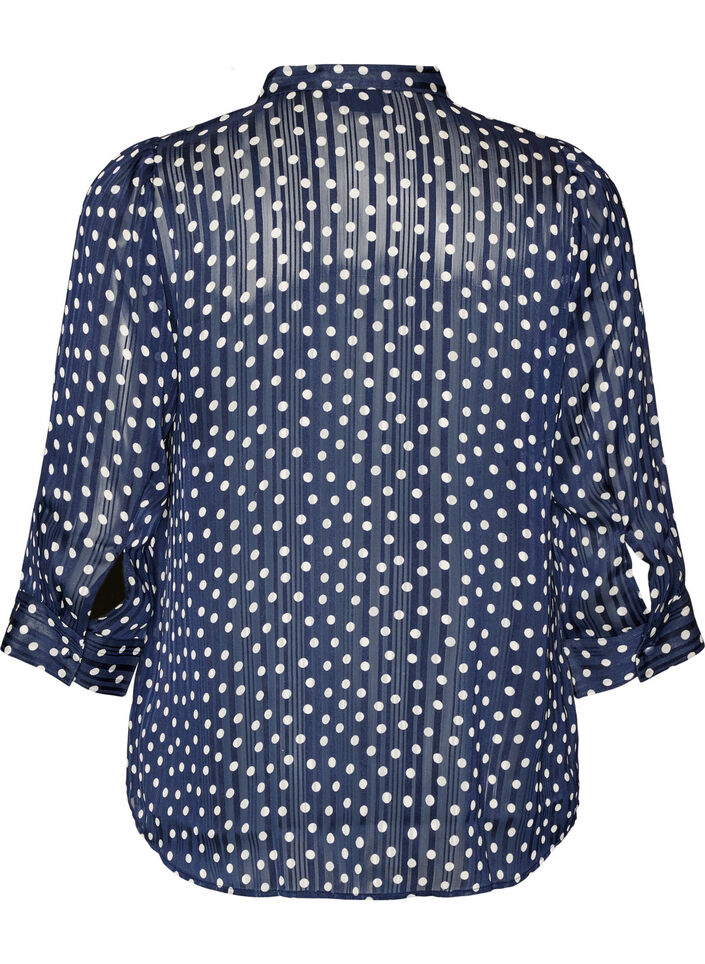 Patterned shirt with a stand-up collar and 3/4-sleeves, Blue, Packshot image number 1
