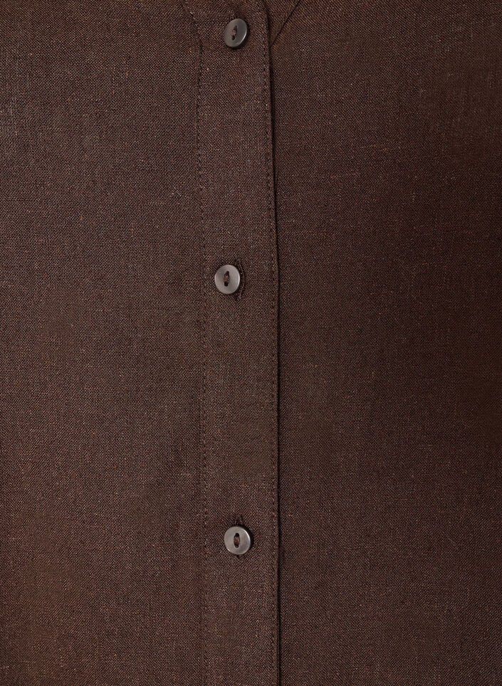 Long shirt in linen and viscose, Brown, Packshot image number 2