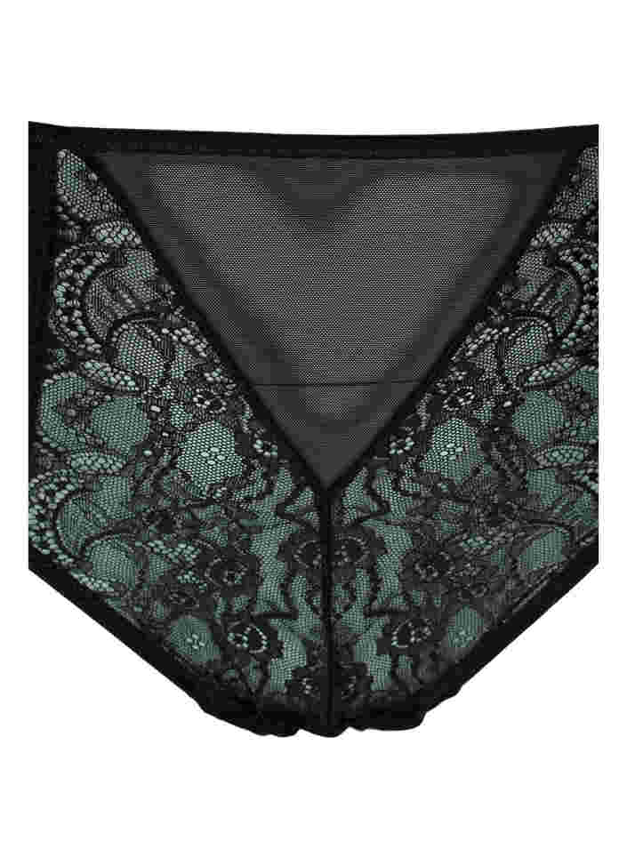 Tai brief with mesh and lace, Black, Packshot image number 2