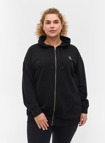 Cardigan with a hood and print, Black Human, Model image number 0