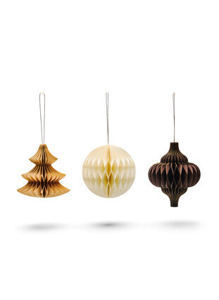 3-pack of Christmas ornaments with magnetic closure, Brown Comb/Glitter, Packshot image number 0