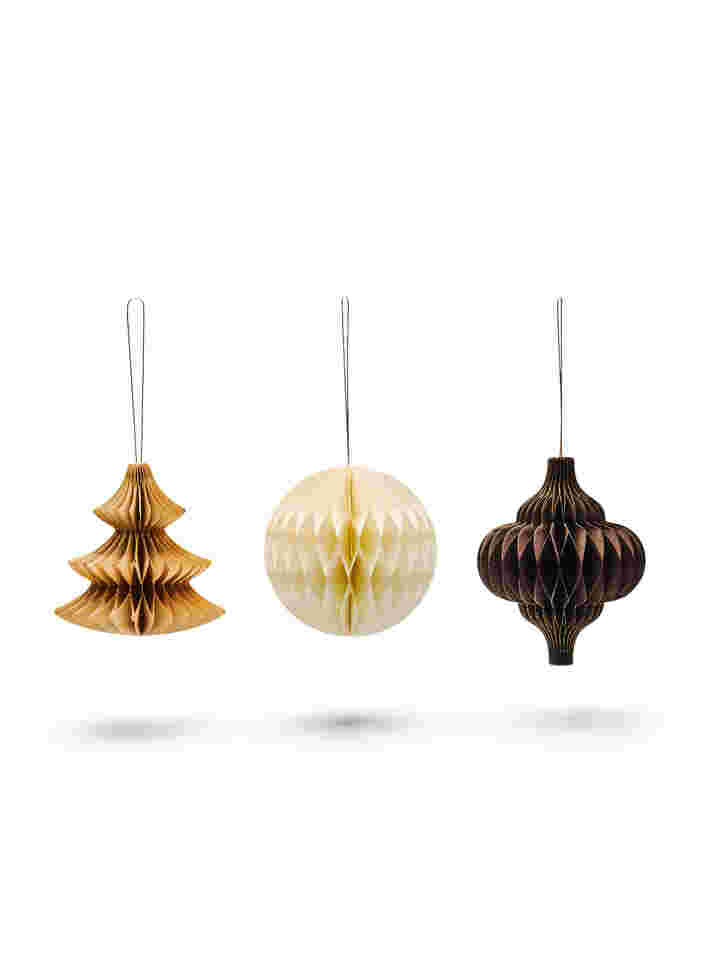 3-pack of Christmas ornaments with magnetic closure, Brown Comb/Glitter, Packshot image number 0