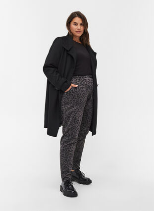 Jacket with high collar and wool, Black, Model image number 2