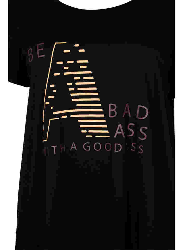 Sports t-shirt with print, Black w. Bad Ass, Packshot image number 2