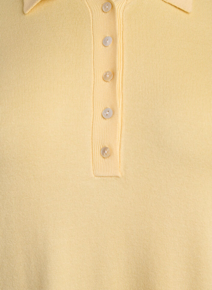 Fine-knit polo shirt with short sleeves, Yellow, Packshot