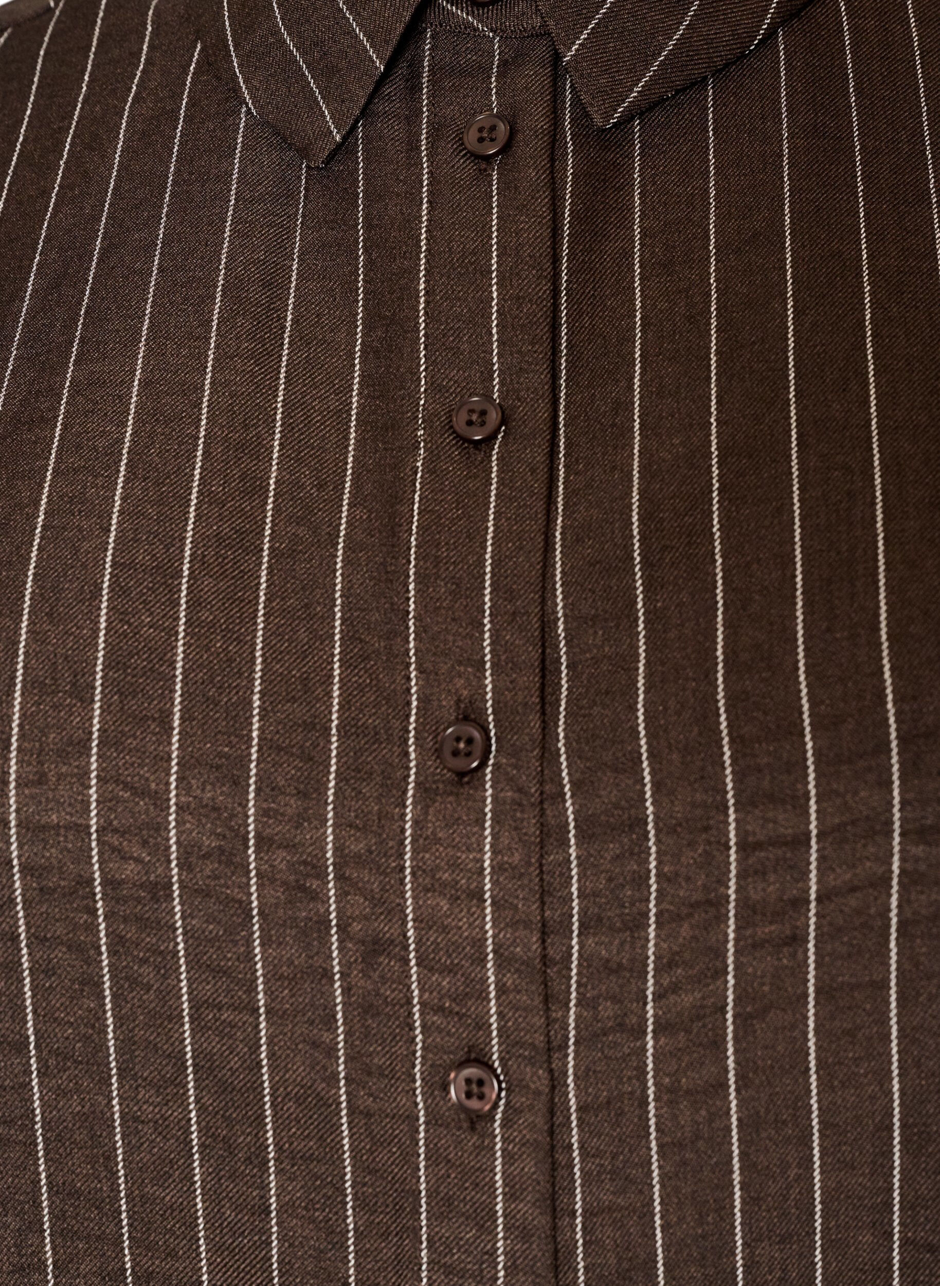 ZizzifashionPinstripe shirt with lace trim, Brown, Packshot image number 2