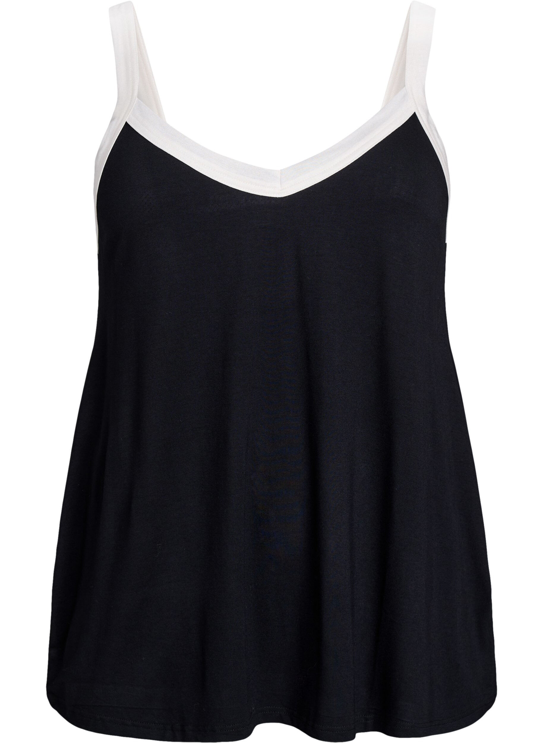 Night top with straps and V-neckline