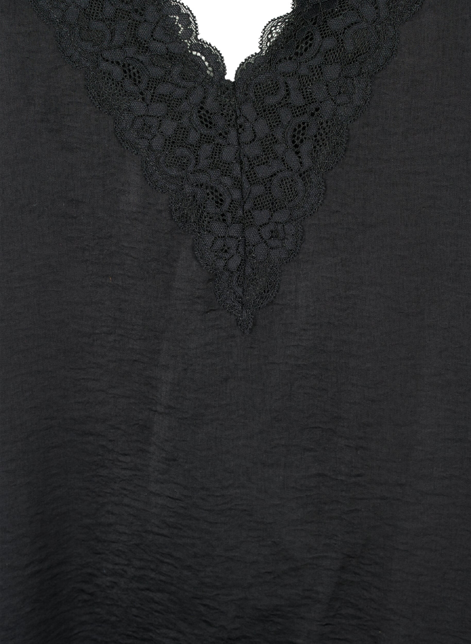 Zizzifashion Top with lace and cross detail, Black, Packshot image number 2