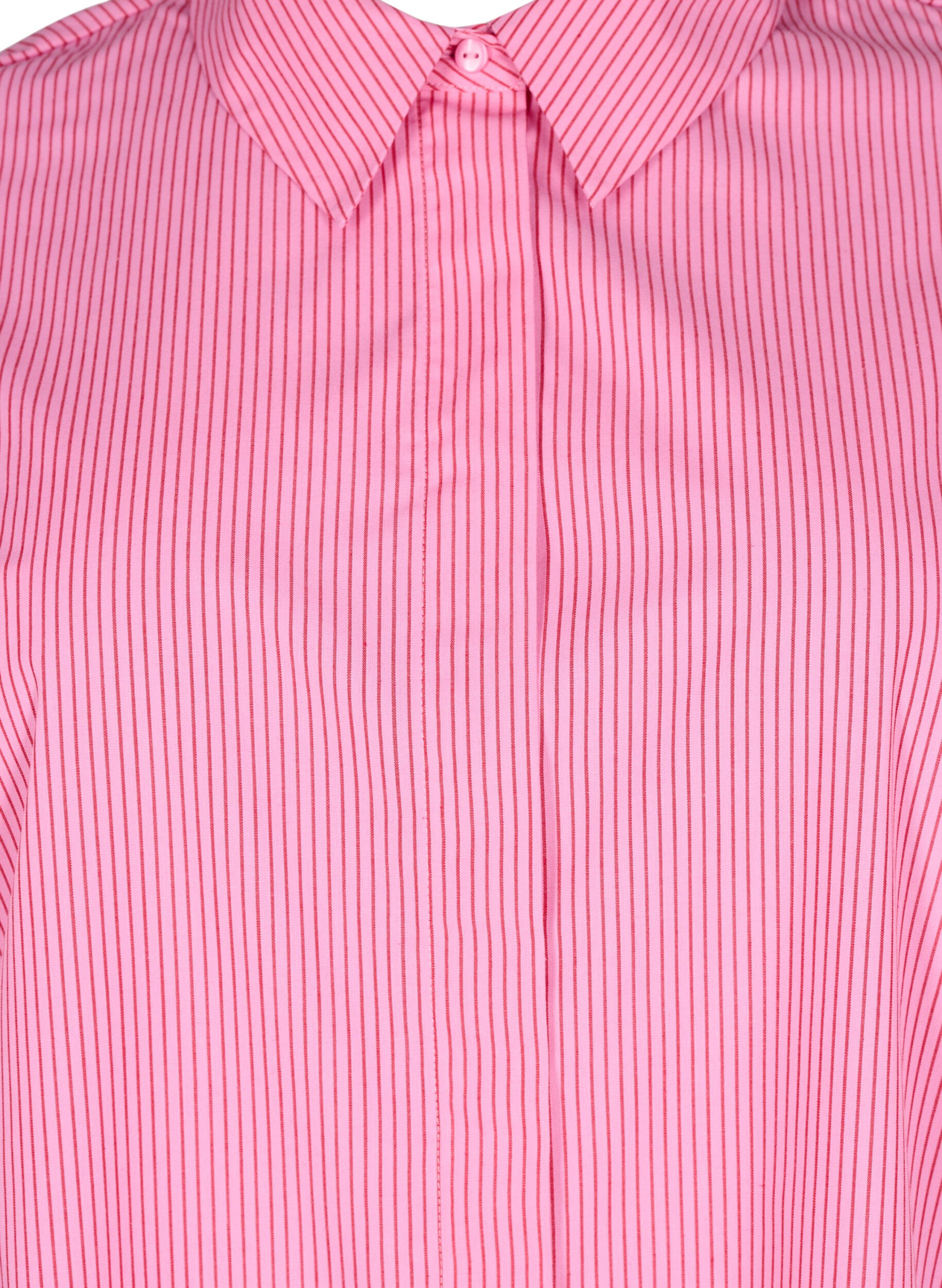 Zizzifashion Loose long-sleeved shirt with stripes, Pink, Packshot image number 2