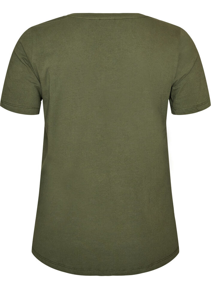 Solid-coloured basic cotton T-shirt, Green, Packshot image number 1