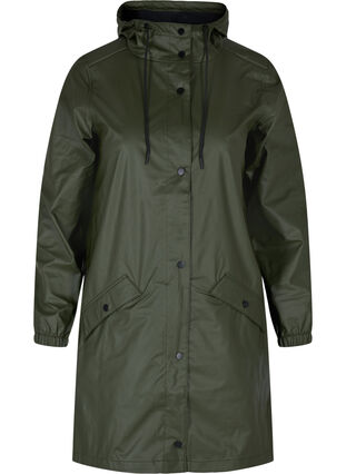 Rain jacket with hood and button fastening, Forest Night, Packshot image number 0