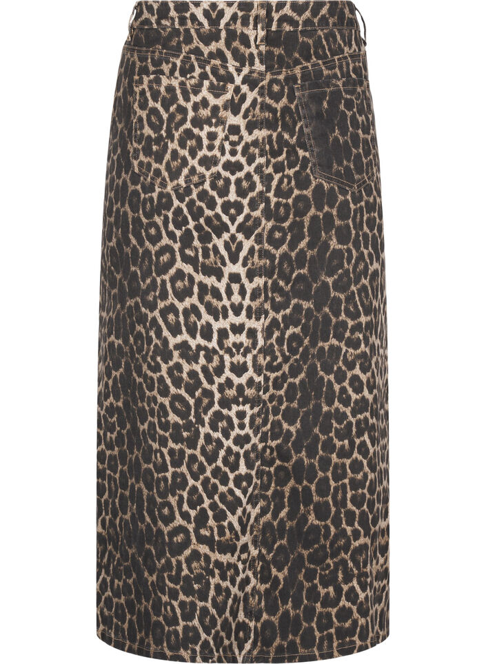 Maxi skirt with leopard print and front slit, Leo AOP, Packshot image number 1