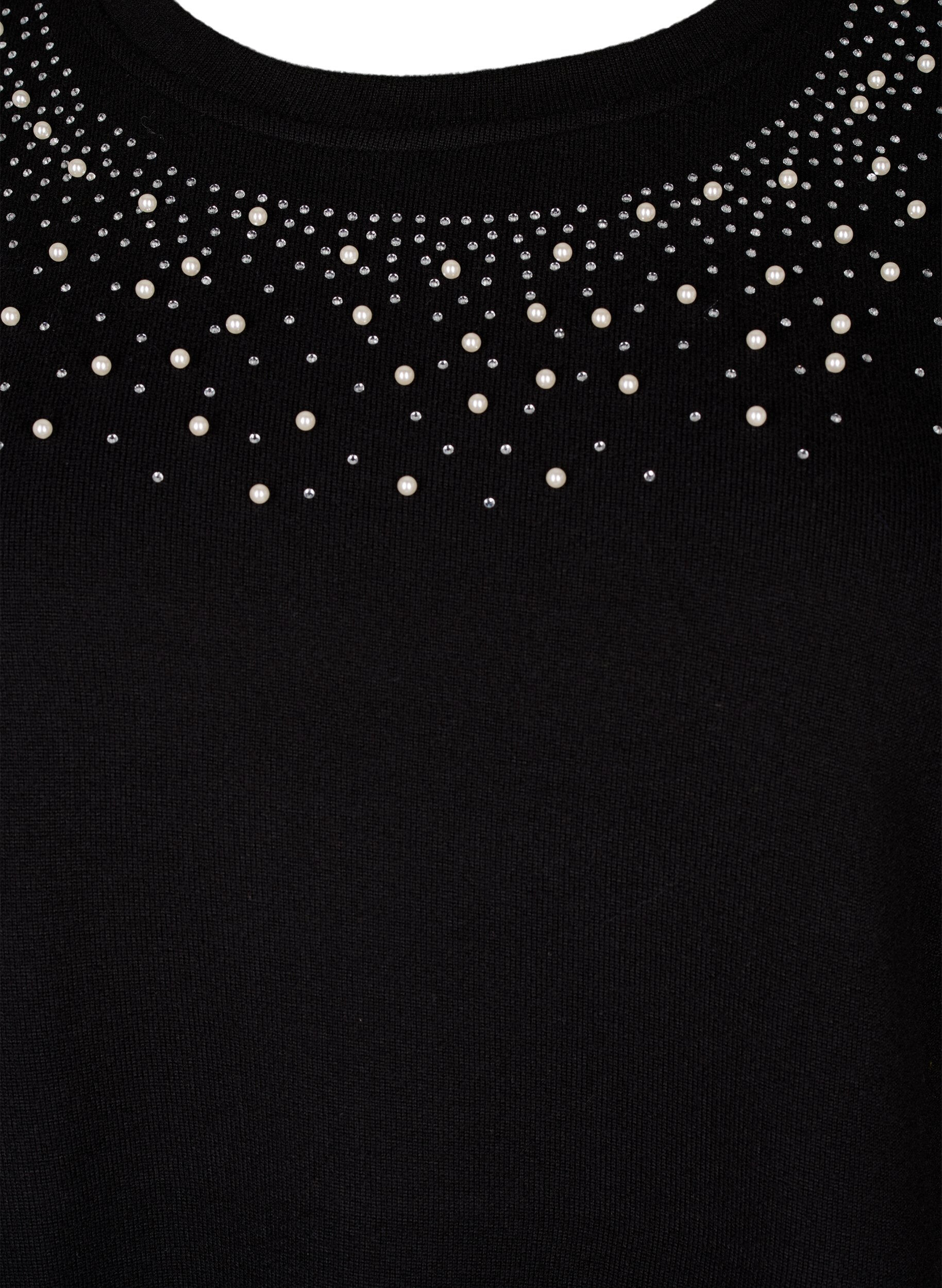 Zizzifashion Blouse with pearl embellishment, Black, Packshot image number 2