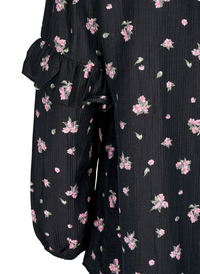 Floral blouse in lyocell, Black, Packshot image number 3