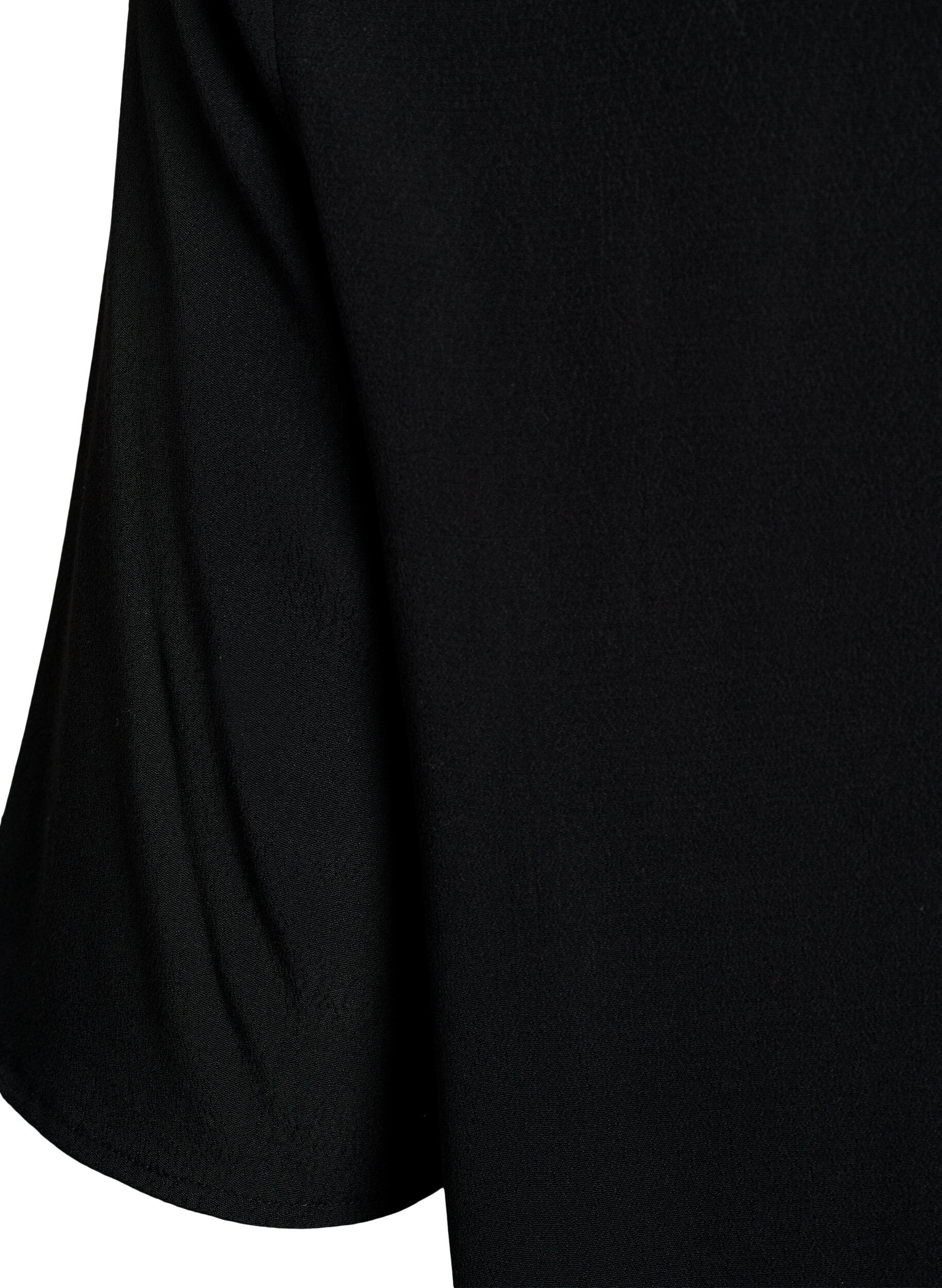 Zizzifashion Short sleeve viscose blouse with print, Black, Packshot image number 3