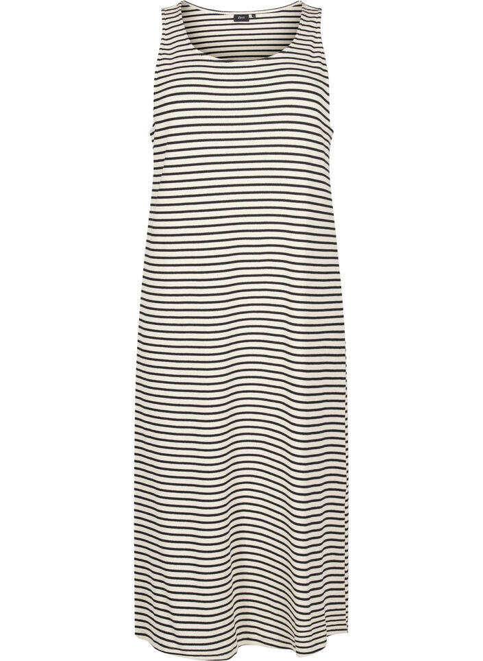 Striped midi tank dress, White, Packshot image number 0
