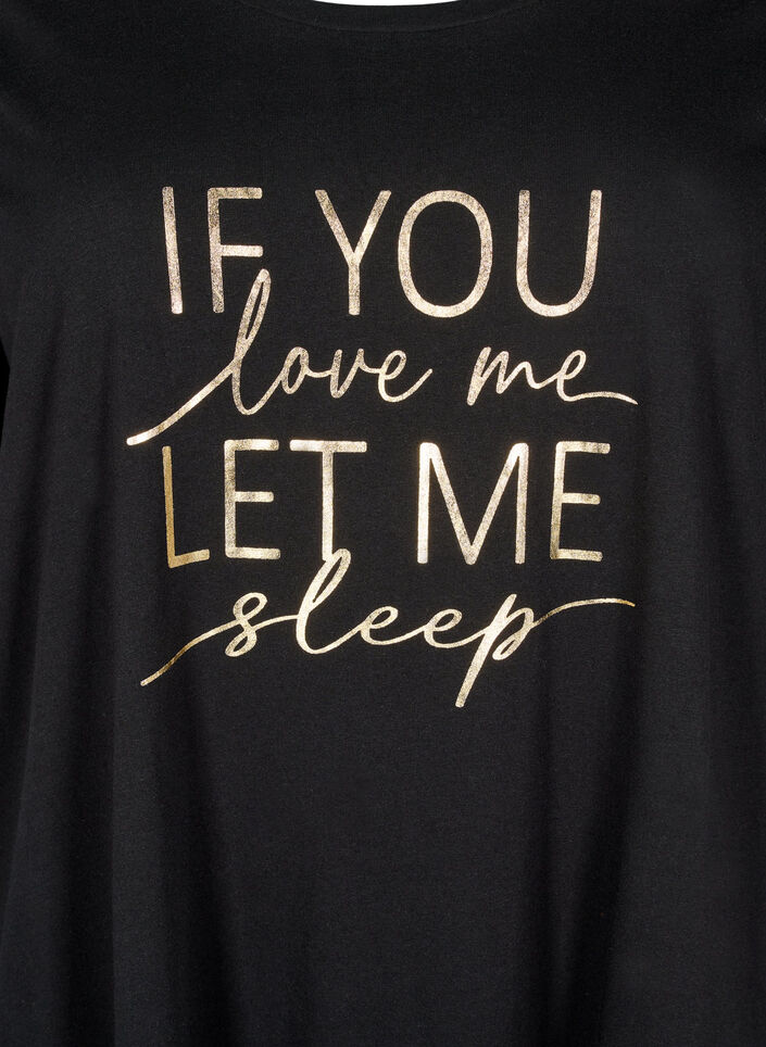 Short-sleeved nightgown in organic cotton, Black, Packshot image number 2