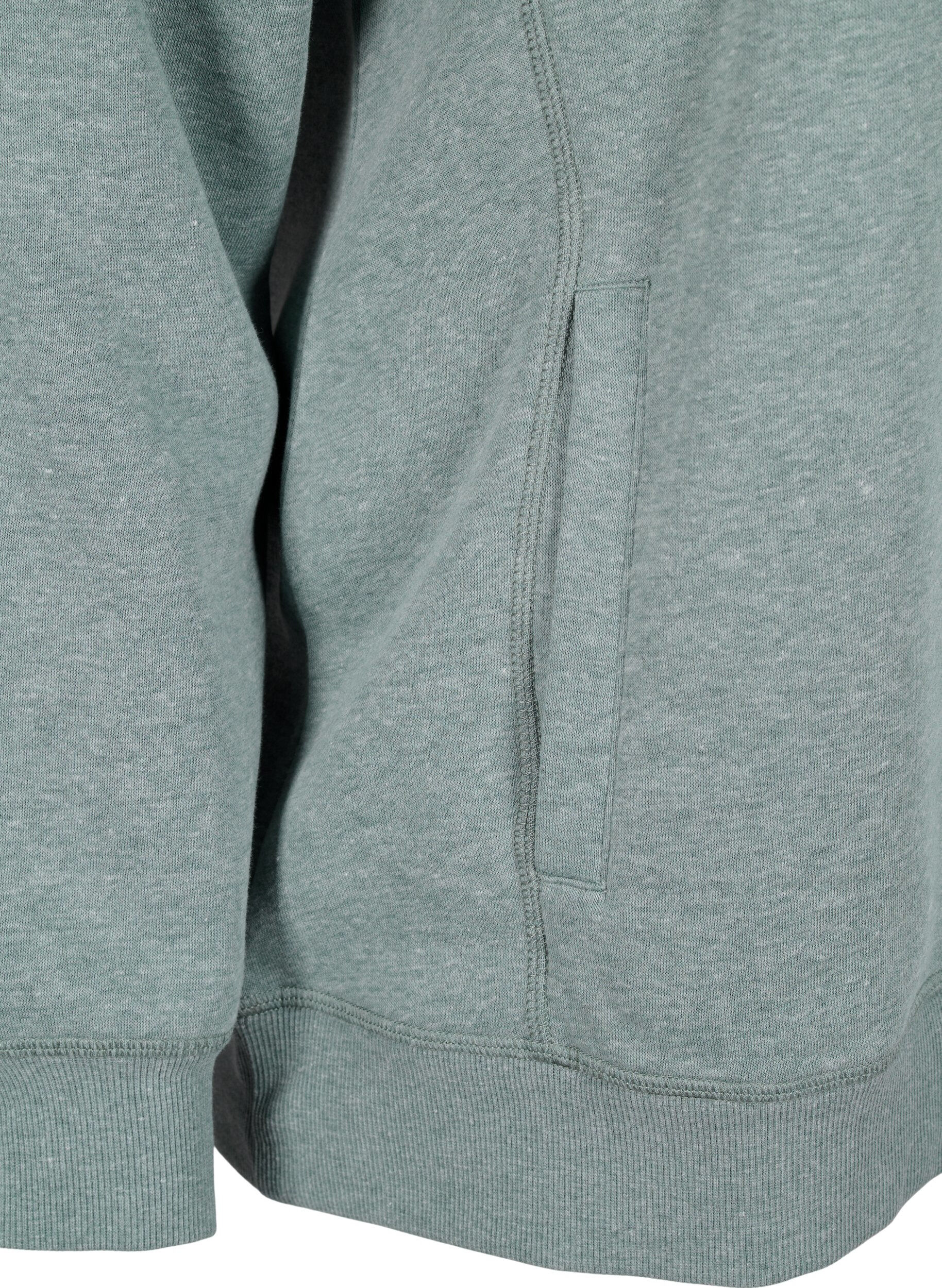 Zizzifashion FLASH - Sweatshirt with high collar, Balsam Green Melange, Packshot image number 3