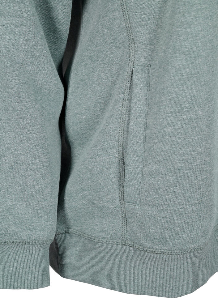 FLASH - Sweatshirt with high collar, Balsam Green Melange, Packshot image number 3