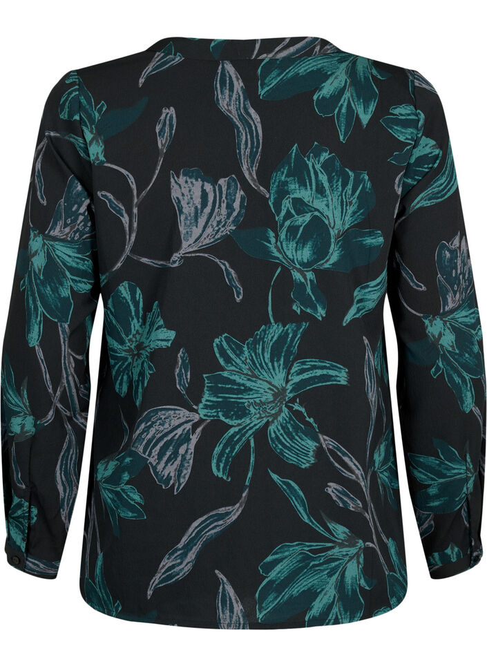 FLASH - Long sleeve blouse with print, Black Scarab Flower, Packshot image number 1