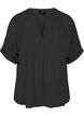 Short-sleeved v-neck blouse, Black, Packshot image number 0