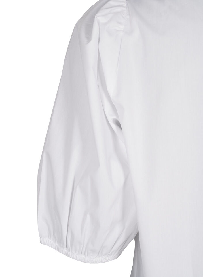 Short-sleeved blouse with lace detail, Bright White, Packshot image number 3