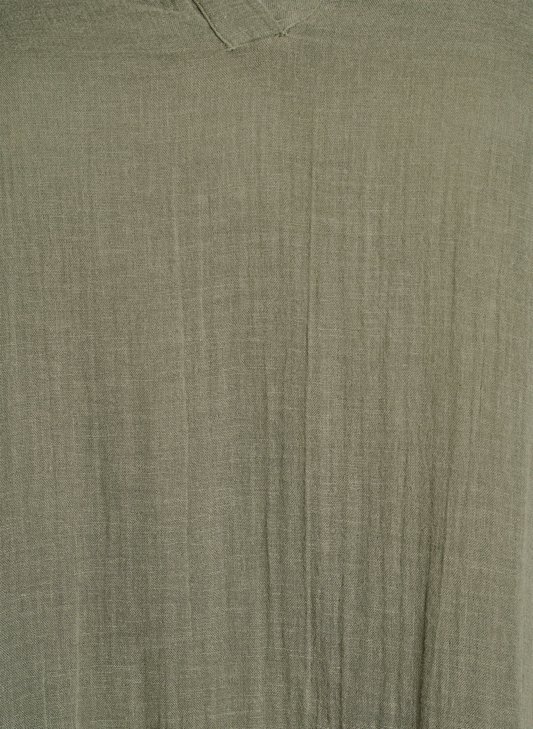 ZizzifashionShort A-line dress in cotton muslin, Green, Packshot image number 2