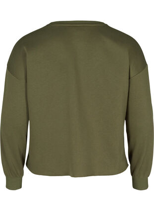 Cropped sweatshirt with round neck, Ivy Green, Packshot image number 1
