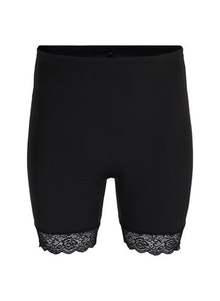 Light shapewear shorts with lace trim, Black, Packshot image number 0