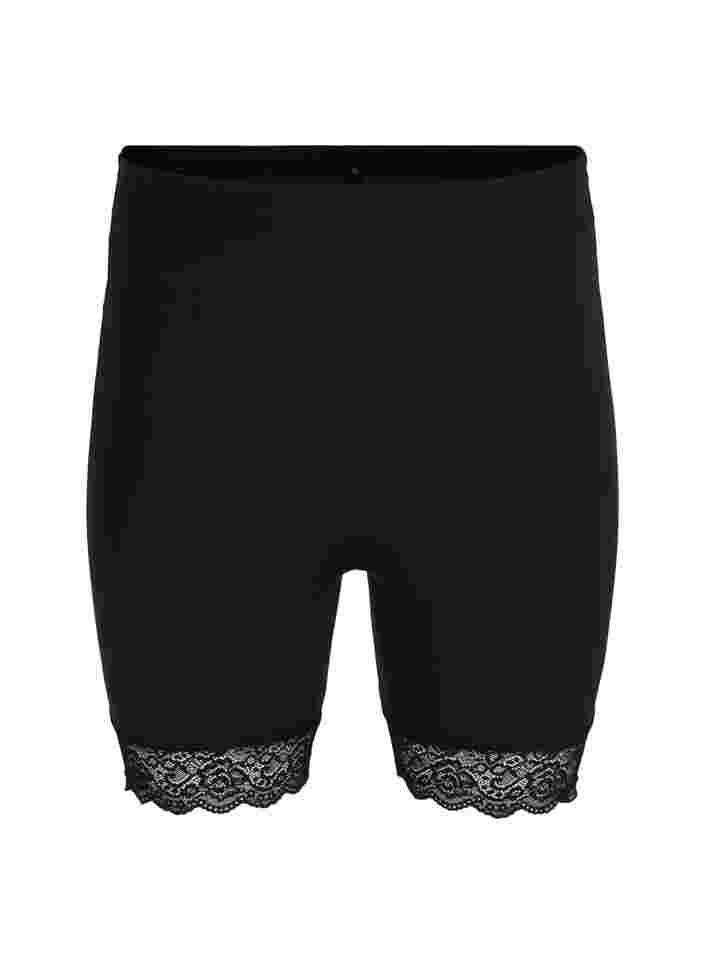 Light shapewear shorts with lace trim, Black, Packshot image number 0